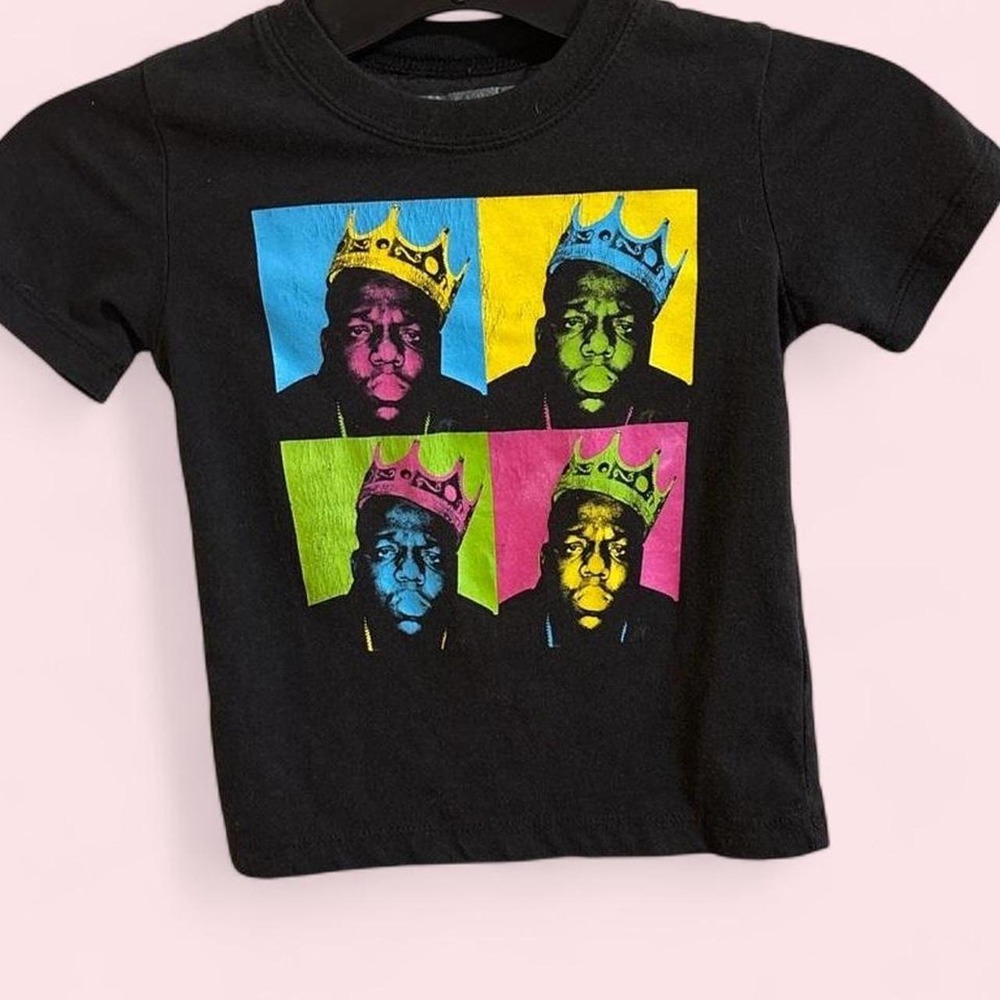 Notorious B.I.G. Graphic Tee Kids Size 2T Black Excellent Pop Art Hip Hop Shirt